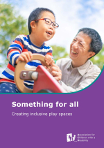 Parent and child on play equipment